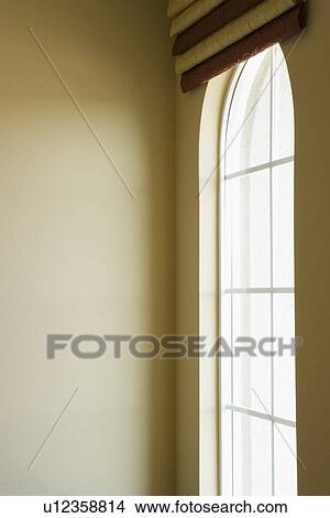 Detail of fixed pane window with roman shade View Large Photo Image Picture - Detail of fixed pane window with roman shade. Fotosearch
