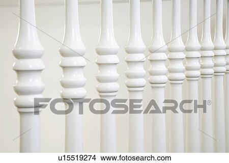 Detail of white railing spindles View Large Photo Image Picture - Detail of white railing spindles. Fotosearch