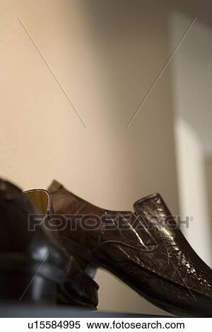 Detail pair of men's brown leather loafers View Large Photo Image Stock Photography - Detail pair of men's brown leather loafers. Fotosearch