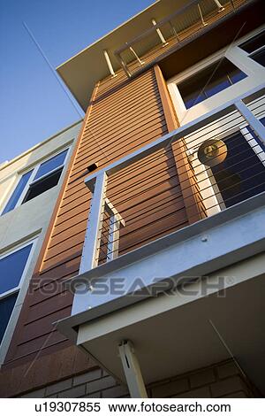 Detail small balcony off contemporary loft style condo View Large Photo Image Stock Photography - Detail small balcony off contemporary loft style condo. Fotosearch