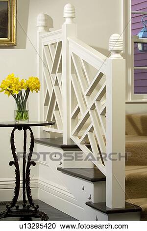 Detail small home staircase next to end table View Large Photo Image Stock Image - Detail small home staircase next to end table. Fotosearch
