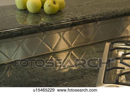 Diner style kitchen counter with apples View Large Photo Image Stock Photo - Diner style kitchen counter with apples. Fotosearch