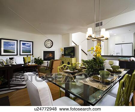 Dining Room and Living Room with Jungle Theme View Large Photo Image Stock Photo - Dining Room and Living Room with Jungle Theme. Fotosearch