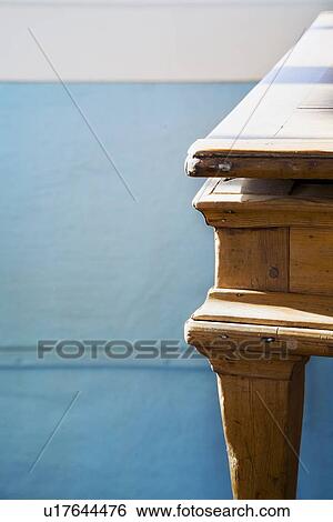Edge of desk and leg in front of blue wall View Large Photo Image Stock Photograph - Edge of desk and leg in front of blue wall. Fotosearch