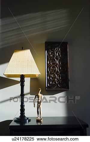 End table with lamp and wooden mannequin View Large Photo Image Stock Photography - End table with lamp and wooden mannequin. Fotosearch