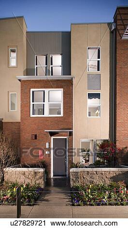 Exterior view of loft style homes View Large Photo Image Stock Image - Exterior view of loft style homes. Fotosearch
