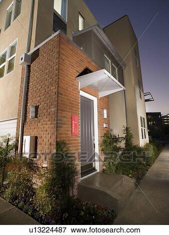 Exterior view of loft style homes View Large Photo Image Stock Photo - Exterior view of loft style homes. Fotosearch