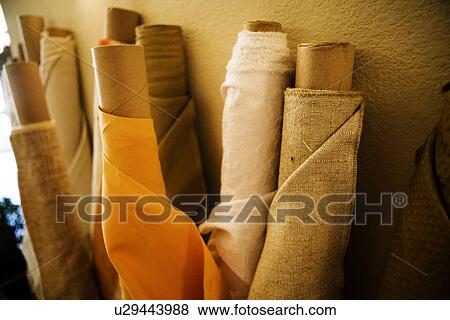 Fabric bolts with various types of fabric View Large Photo Image Stock Photo - Fabric bolts with various types of fabric. Fotosearch