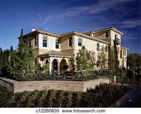 Front exterior contemporary Italianate style home View Large Photo Image Stock Photography - Front exterior contemporary Italianate style home. Fotosearch