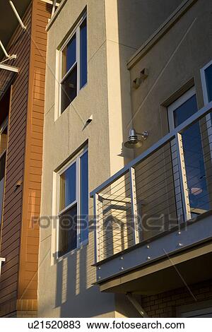 Front exterior contemporary loft style condos View Large Photo Image Stock Image - Front exterior contemporary loft style condos. Fotosearch