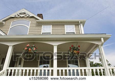 Front exterior contemporary Victorian home View Large Photo Image Stock Photograph - Front exterior contemporary Victorian home. Fotosearch