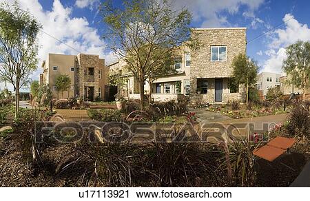 Stock Image - Front Exterior of Contemporary Condominium Building. Fotosearch