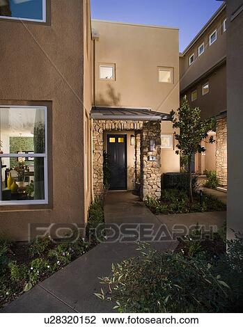 Front Walk to Front Door of Contemporary Condominium View Large Photo Image Stock Image - Front Walk to Front Door of Contemporary Condominium. Fotosearch