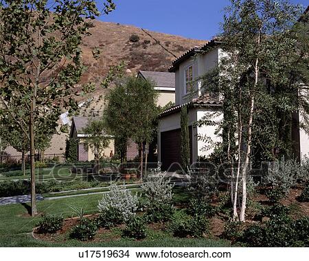 Front yards of homes in community View Large Photo Image Picture - Front yards of homes in community. Fotosearch