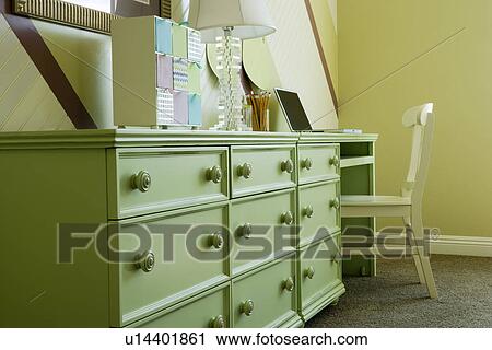 Green dresser with built in desk View Large Photo Image Stock Image - Green dresser with built in desk. Fotosearch