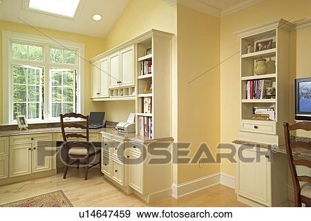 Home office with multiple work stations View Large Photo Image Stock Photo - Home office with multiple work stations. Fotosearch