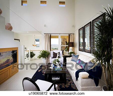 Large White Living Room with Bright Accents View Large Photo Image Stock Image - Large White Living Room with Bright Accents. Fotosearch