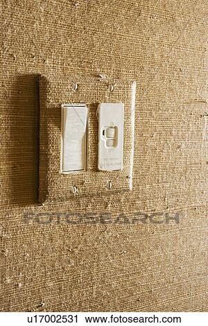 Light switch on wall with textured wall paper View Large Photo Image Stock Image - Light switch on wall with textured wall paper. Fotosearch