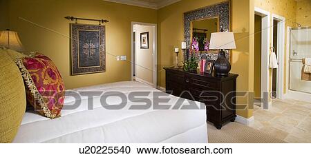 Master bedroom and bathroom View Large Photo Image Stock Image - Master bedroom and bathroom. Fotosearch