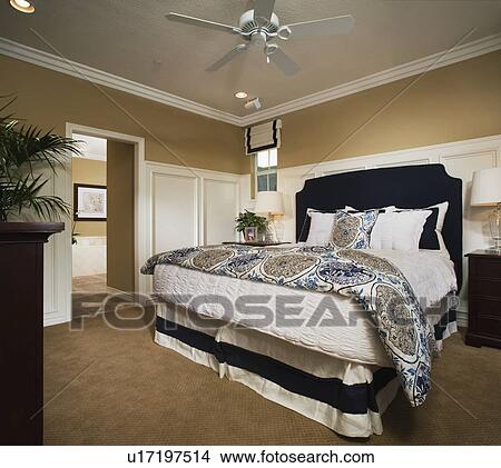 Master Bedroom With Wainscoting And Crown Molding Picture