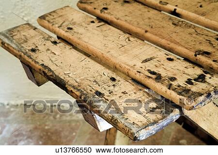 Stock Image - Old wooden folding chair. Fotosearch