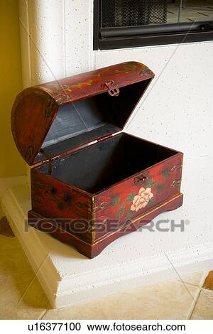 Stock Image - Small red decorative chest. Fotosearch