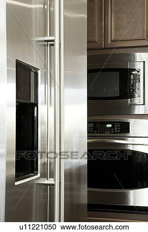 Stainless steel appliances in kitchen View Large Photo Image Stock Image - Stainless steel appliances in kitchen. Fotosearch