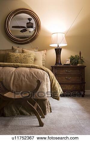Traditional bedroom with large bed View Large Photo Image Stock Photo - Traditional bedroom with large bed. Fotosearch