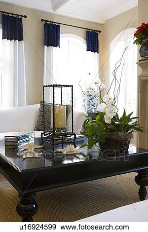 Traditional living room with large coffee table View Large Photo Image Stock Photo - Traditional living room with large coffee table. Fotosearch