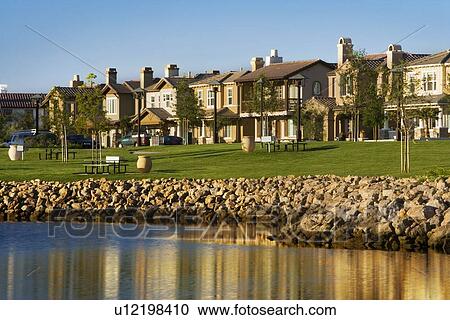 View of contemporary housing community from across channel View Large Photo Image Stock Image - View of contemporary housing community from across channel. Fotosearch