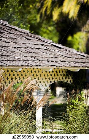 Wooden shingle roof of outdoor pavilion View Large Photo Image Stock Image - Wooden shingle roof of outdoor pavilion. Fotosearch