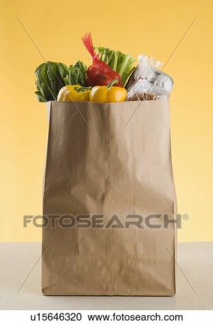 Stock Image - A full bag of groceries. Fotosearch