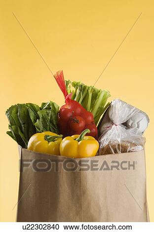 A full bag of groceries View Large Photo Image Stock Image - A full bag of groceries. Fotosearch