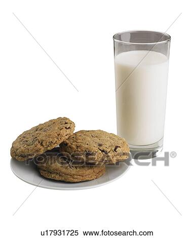 Stock Photography - A glass of milk and cookies. Fotosearch
