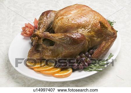 Stock Photo - A roast turkey ready for eating. Fotosearch