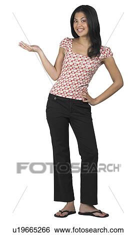 Stock Photograph - A woman gesturing with her hand. Fotosearch