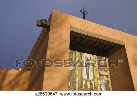 Stock Photo - Adobe church at St. Francis College, Santa Fe, NM/USA. Fotosearch