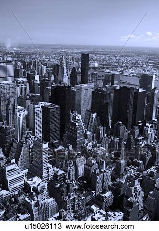 Stock Image - Aerial view of Manhattan New York NY. Fotosearch