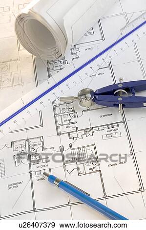 Architectural tools and blue prints View Large Photo Image Stock Photo - Architectural tools and blue prints. Fotosearch