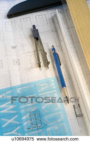 Architectural tools and blue prints View Large Photo Image Stock Photography - Architectural tools and blue prints. Fotosearch