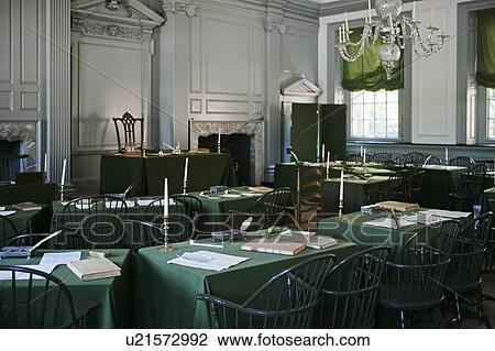 Stock Image - Assembly room in Independence Hall Philadelphia PA. Fotosearch