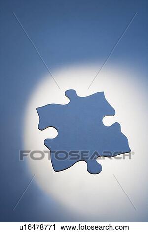 Stock Image - Blue jigsaw puzzle piece. Fotosearch
