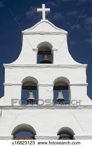 Stock Image - Church bells, Mission San Diego de Alcala, San Diego, California, United States. Fotosearch