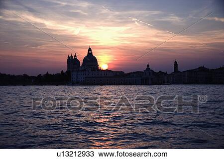 Stock Image - Church of Santa Maria Della Salute and Punta della Dogana Venice Italy. Fotosearch