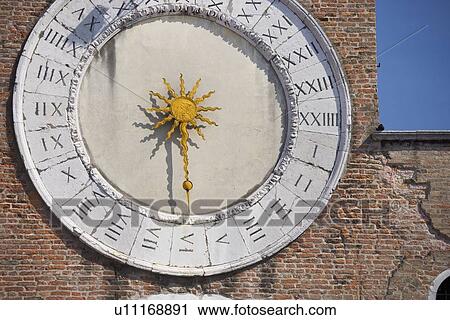 Stock Image - Clock of San Giacomo di Rialto San Polo Venice Italy . Fotosearch