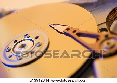 Picture - Close up of computer hard drive. Fotosearch