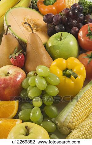 Close up of fresh fruits and vegetables View Large Photo Image Stock Image - Close up of fresh fruits and vegetables. Fotosearch