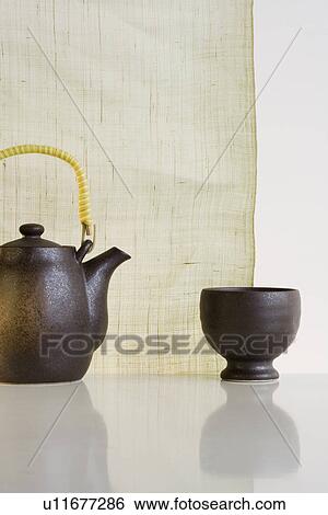 Stock Photograph - Close up of teapot and cup. Fotosearch