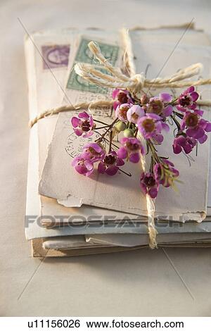 Stock Photograph - Closeup of an old bundle of letters. Fotosearch
