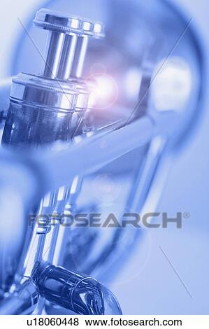 Stock Photo - Closeup of blue trumpet. Fotosearch